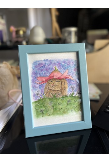 "Lapin au chapeau fleur" –...