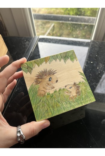 Boite en bois "Hérissons”
