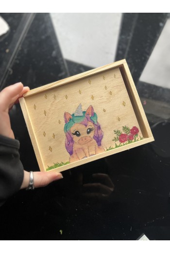 Boite en bois "Licorne”